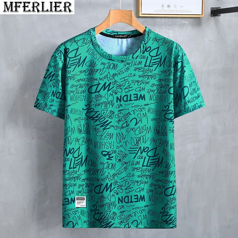 

summer men letter Graffiti tshirt short sleeve hip hop tops plus size 10XL 11XL 78 76 74 72 70 fashion ice wire tshirt