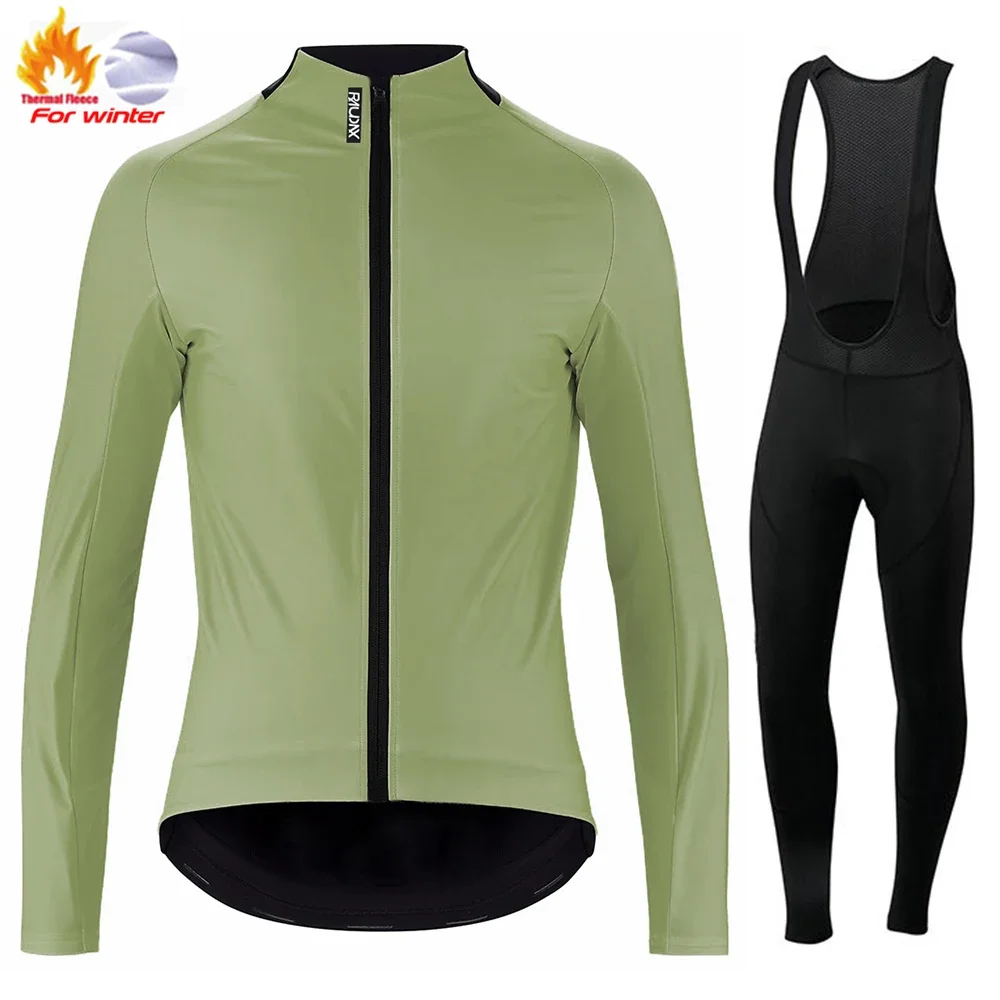 

2024 RAUDAX Winter Jackets Racing Cycling Long Sleeves Jersey Set Warm Fleece Bike Jersey Triathlon Road Bike Cycling Clothing