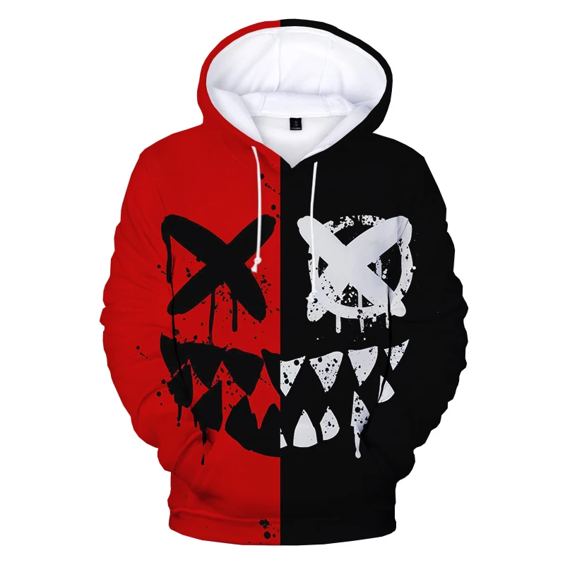 thumbnail image 1 of Sudadera con capucha con estampado 3D de cara sonriente de diablo a la moda para hombre y mujer, estilo hip hop, informal, divertida, con estampado XOXO, 1 of 4