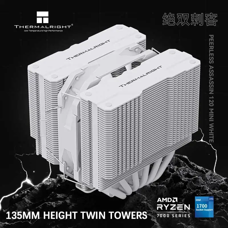 Thermalright-mini Radiador Branco sem Igual Assassin 120 Altura 135 mm Torres Gêmeas Tubos de Calor Refrigerado a ar Suporte Lga17xx Amd Am5 - Imagem 4