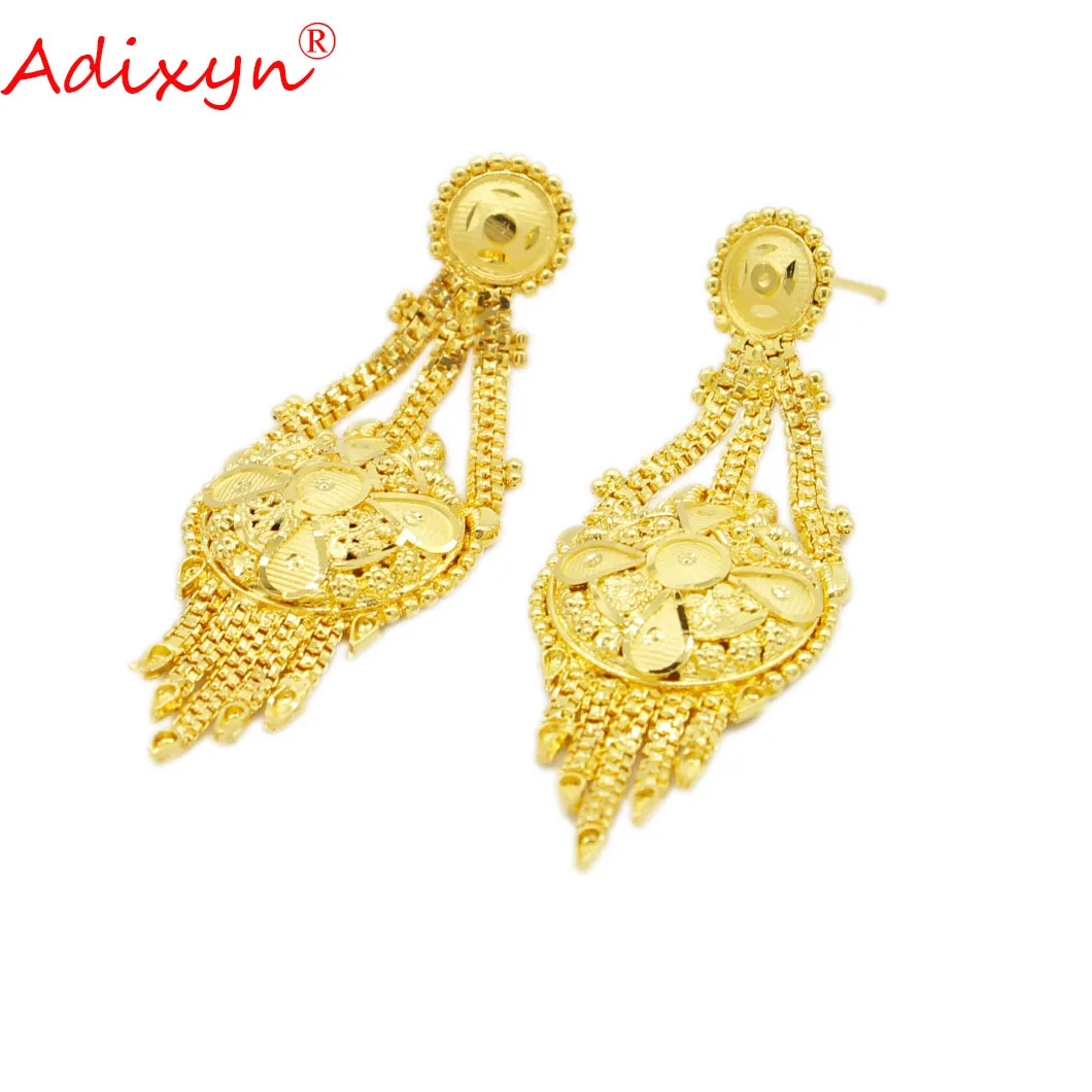 Adixyn Jewelry Bombast Big Stud Earring For Women 24k Plated Gold  Color Copper Mateial Hand-Work Made  Dubai Design N060612