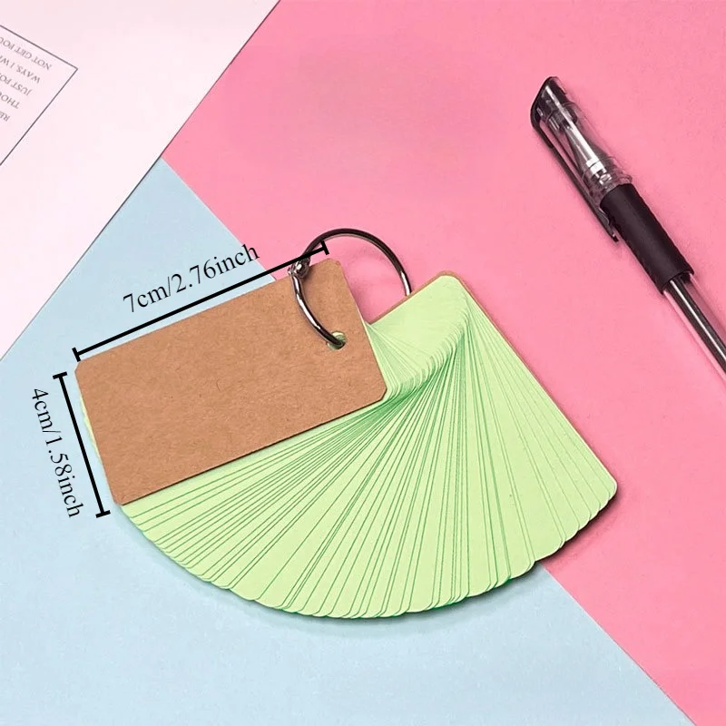 Colorful Loose-Leaf Flash Cards for Study and Office Notes, 50-Pack