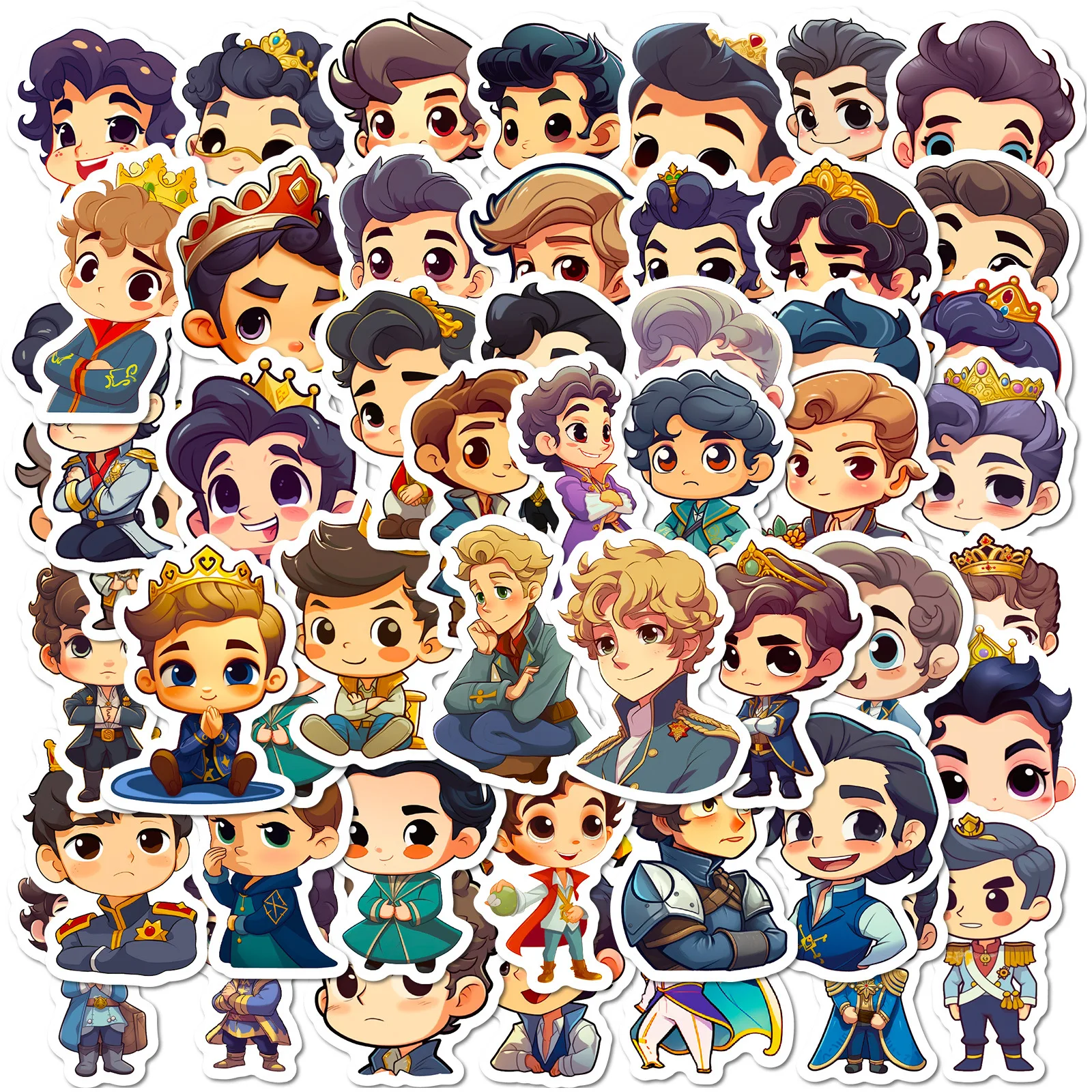 

50pcs Tribal Boy Q Version Cute Cartoon Prince Character Avatar Hand Account Material Diy Waterproof Sticker