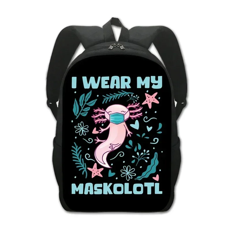 Sakura Axolotl School Backpack for Girls Boys Bookbag Large Capacity School Bag for Teenager Middle School Student Elementary 6