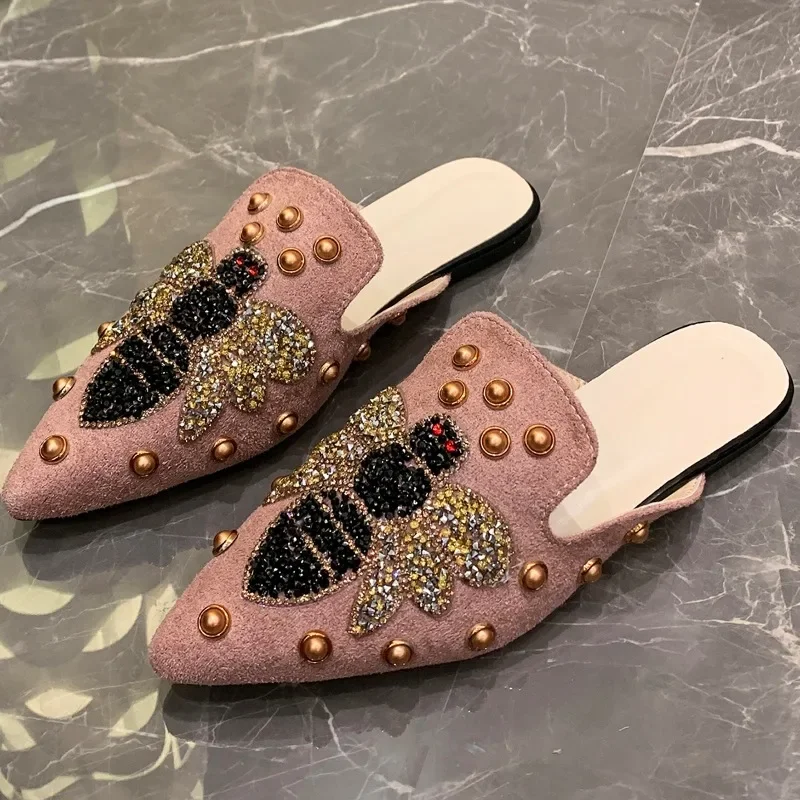 Solid Color Women's Summer Sexy Pointed Toe Mules Outdoor Casual Party Dress Slippers slippers sandals women slippers solid color sandals