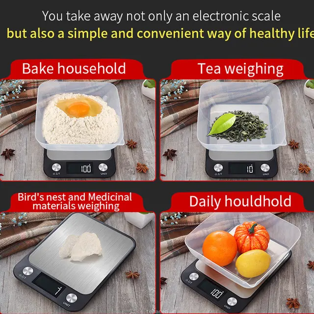 Bilancia da cucina 15Kg/1g pesatura bilancia per caffè alimentare bilancia digitale elettronica intelligente s Design in acciaio inossidabile per cucinare e cuocere al forno 6