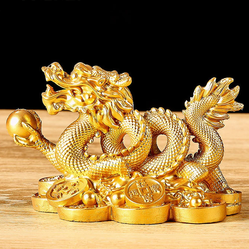 2024 Feng Shui Dragon Statue Attract Wealth Chinese Dragon Figurines Good Luck Auspicious Dragon Statuette for Home Office