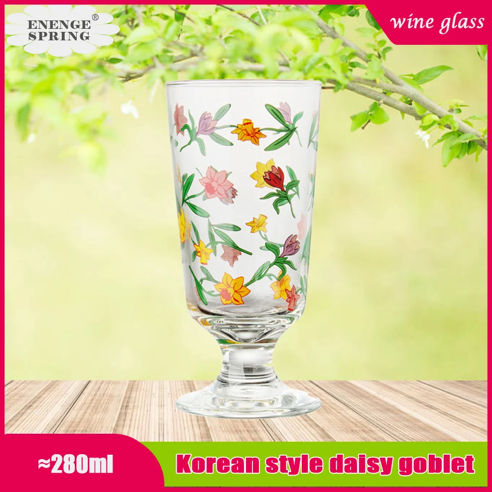

2PCS Hot Selling Red Wine Glass Korean-Style Phnom Penh Daisy Goblet French Tulip Bantam Glass Fresh Cute Glass Wineglasses
