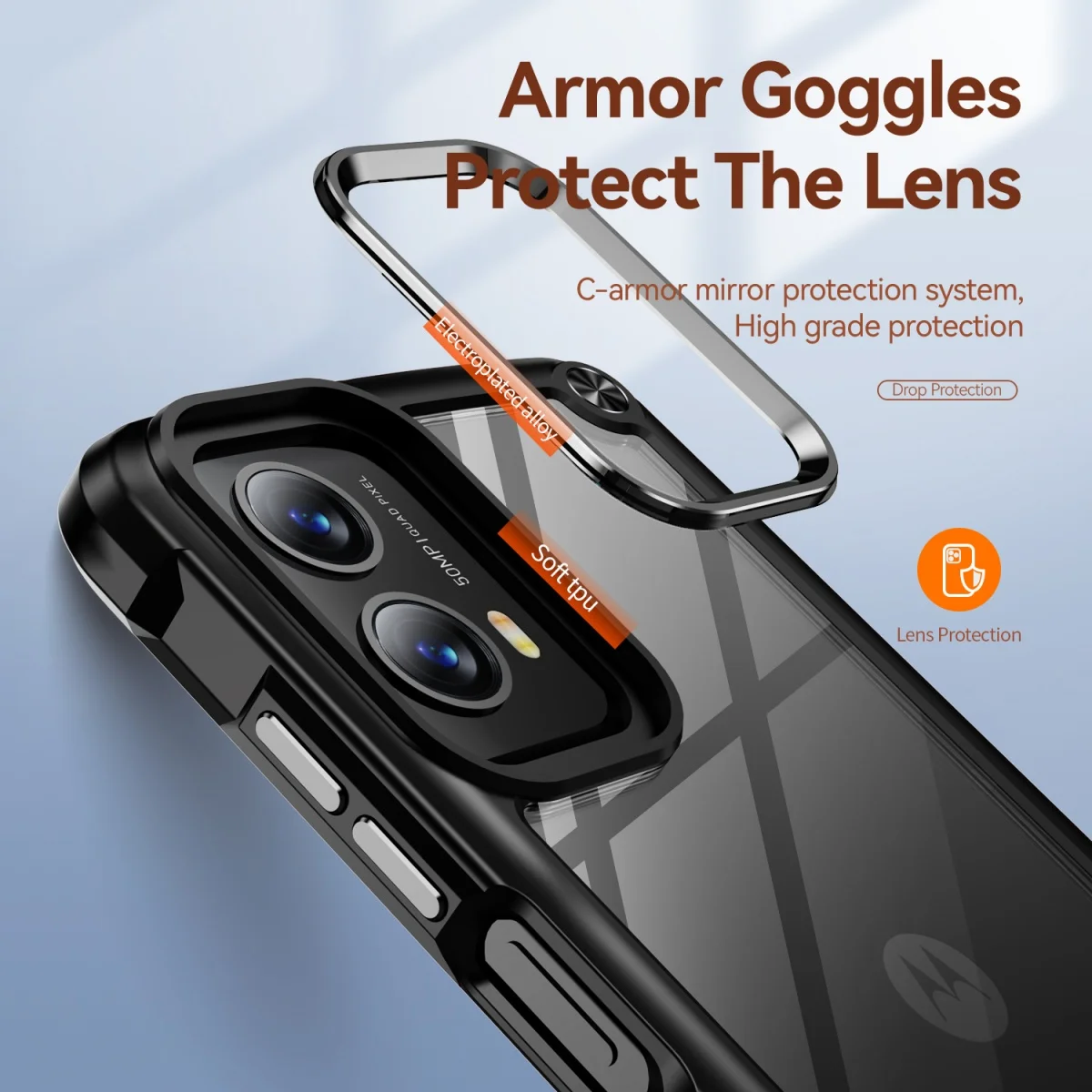 Heavy Duty Shockproof Clear Armor Case - Soft Frame Full Protective Cover