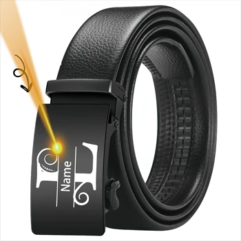 Cintura da uomo con fibbia automatica in lega con logo personalizzato con nome inciso personalizzato, regalo per padre, marito, fidanzato, regalo per lui
