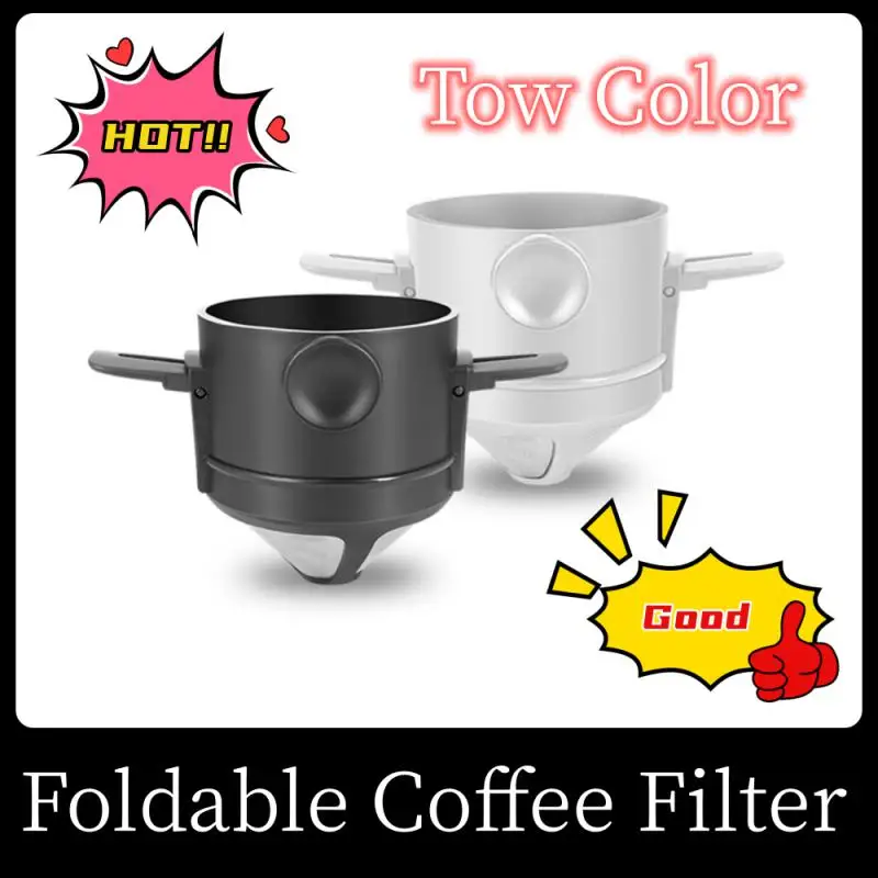 PortableFoldableCoffeeFilterStainlessSteelEasyCleanReusable