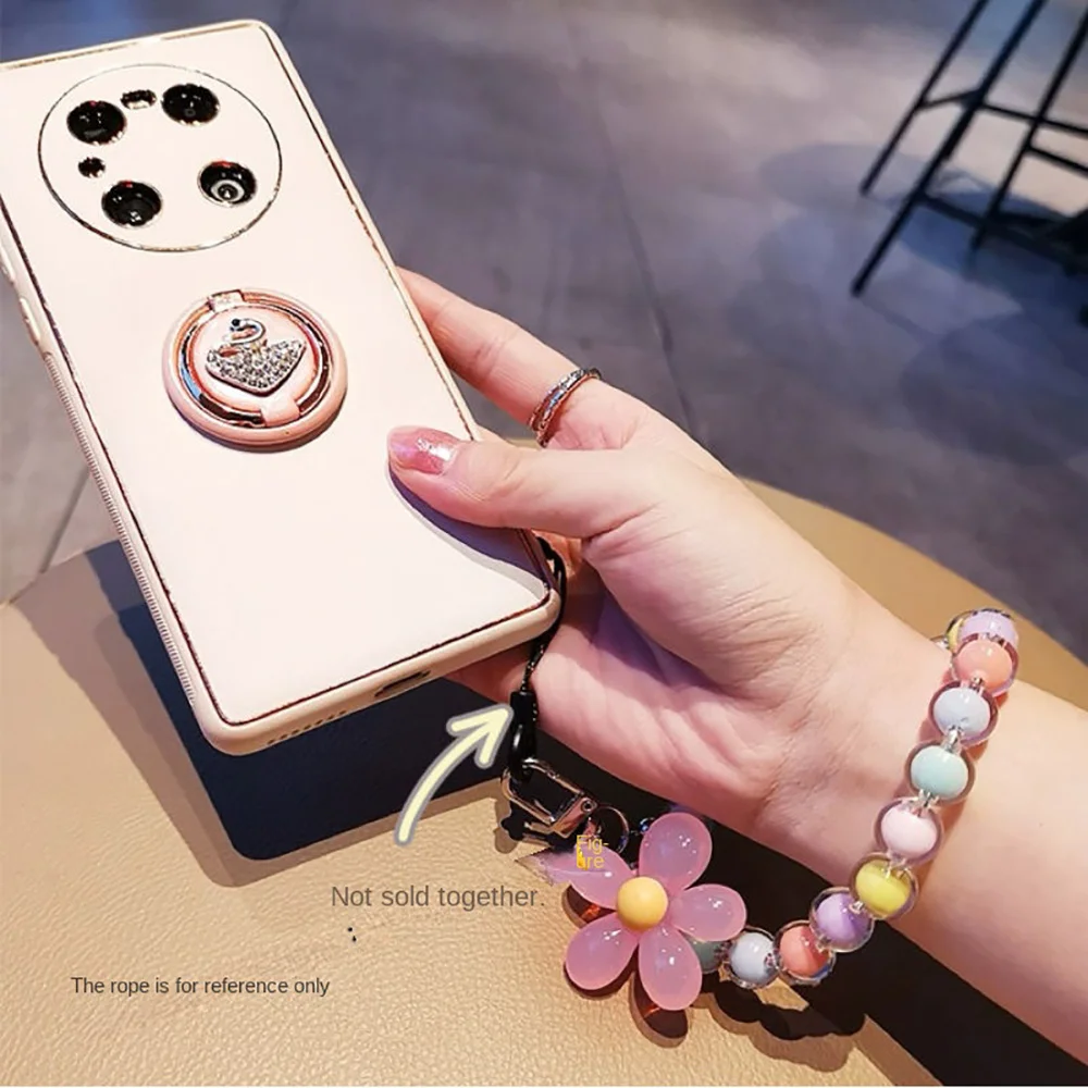 Colorful Lanyard Bow Heart Beaded Bracelet Flower Butterfly Phone Charm Pearl Mobile Phone Wrist Strap Acrylic Anti-Lost Chains