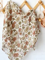 70% Bamboo+30% Cotton Muslin Swaddles Baby Blankets Newborn Bedding Blanket Feeding Cover Flower Baby Blanket Diaper 1