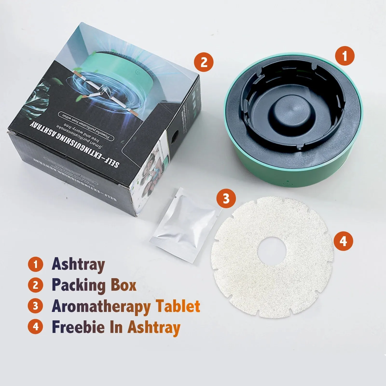 Smart Ashtray Air Purifier,Remove Secondhand Smoke and Tobacco Odor Instantly,Batteries Not Included, Ring Aromatherapy Tablets 5