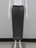 Summer New Women Black Diamonds Midi Bodycon Skirt 2023 Designer High Waist Party Office Lady Elegant Split Skirt 4