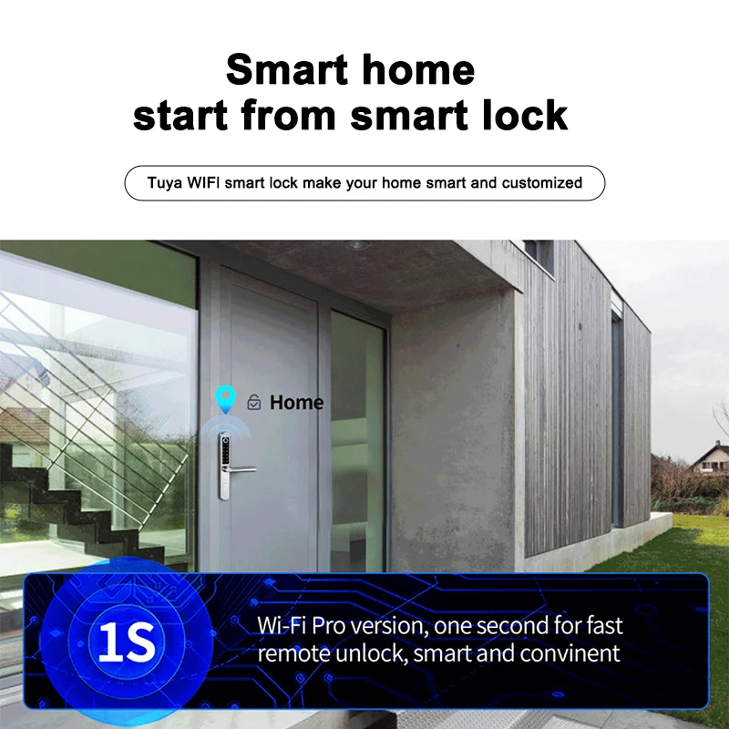 IP66 알루미늄 안뜰 슬라이딩 유리 도어 스마트 잠금 Tt 잠금 App 핸들 키패드 지문 Rfid 전자 디지털 잠금