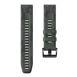 Tactical Camo Silicone QuickFit Watch Band - Versatile 22mm & 26mm Replacement Strap - 26mm (Camo Army Green)