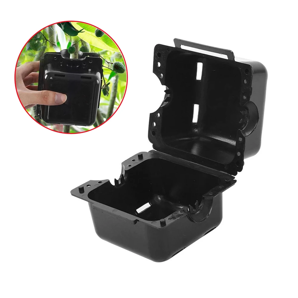 3Pcs Square-shape Plant Root Growing Box Reusable Plastic Plant Rooting Device High-Altitude Branch Cutting Grafting Rooting Box 3