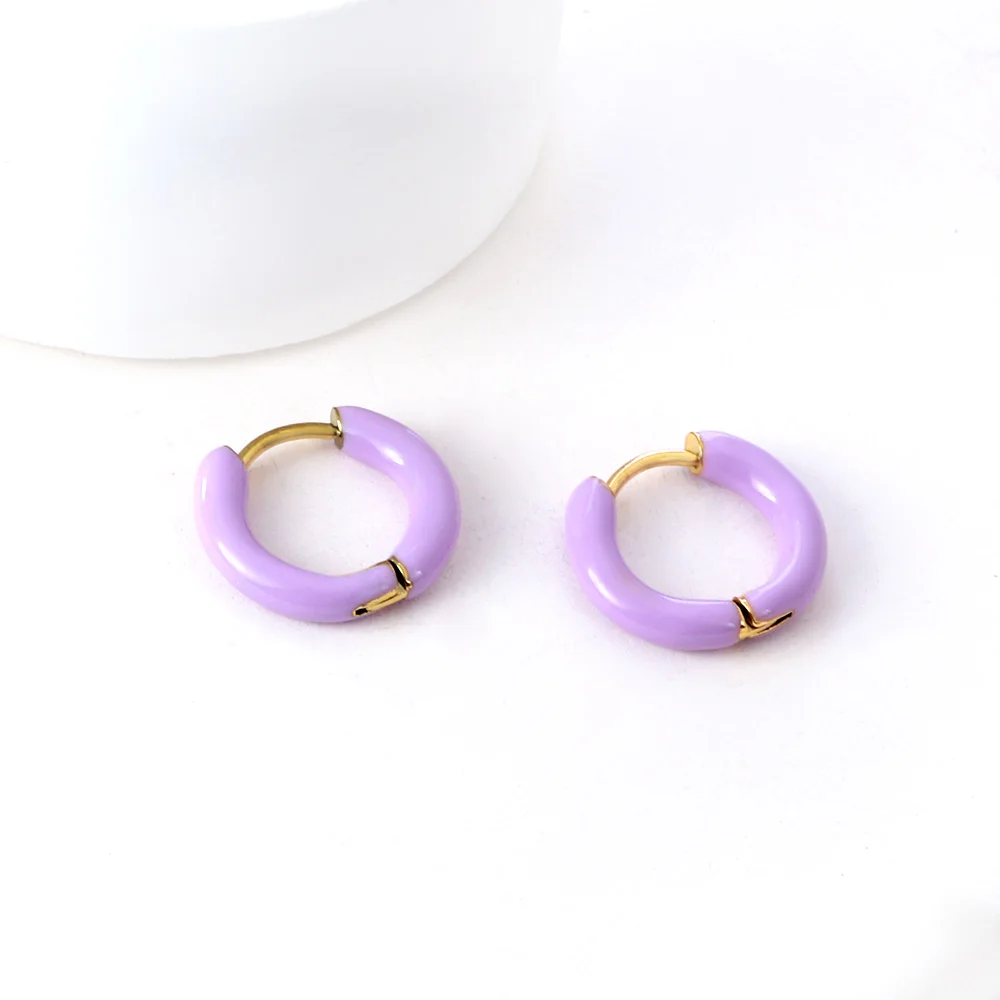 LUXUSTEEL 2022 New Colorful Round Hoop Earrings For Women Girls Stainless Steel Candy Color Huggie Bobo Trend Piercing Jewelry