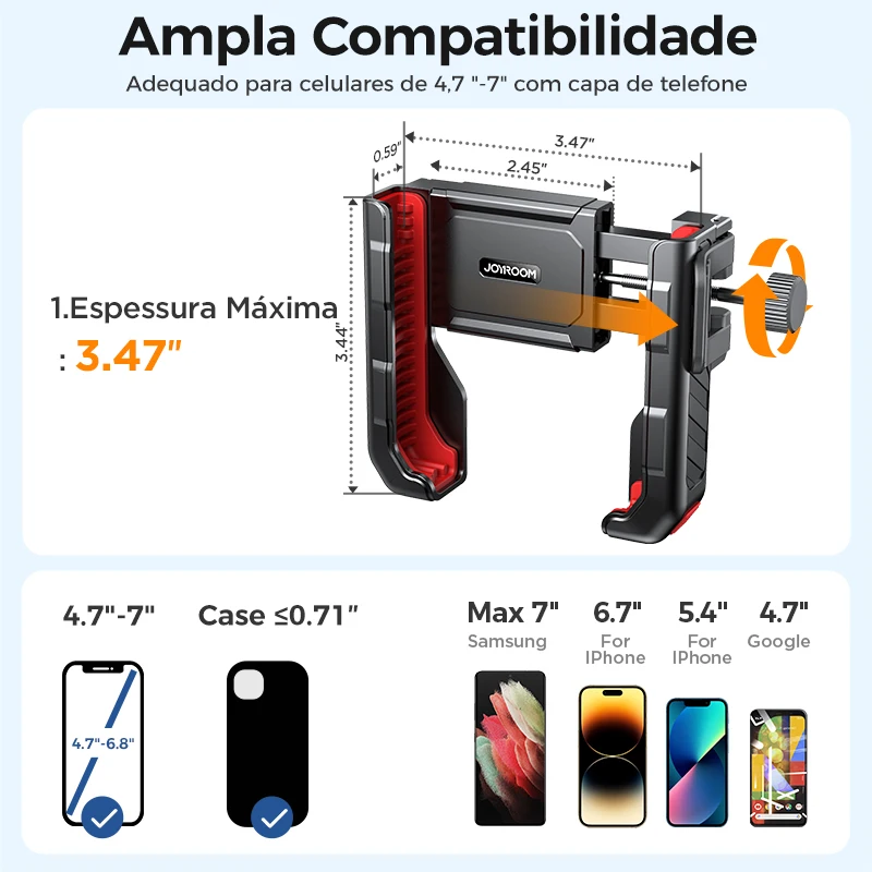 Joyroom 2023 suporte do telefone da bicicleta universal operação de uma mão suporte do telefone da motocicleta da bicicleta para 4.7-7 "telefone móvel à prova de choque