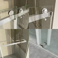Frameless Shower Door, 50"-54" Wide, 76" high, 3/8" (10mm) Clear Tempered Glass with Towel bar, Double Sliding Door 2