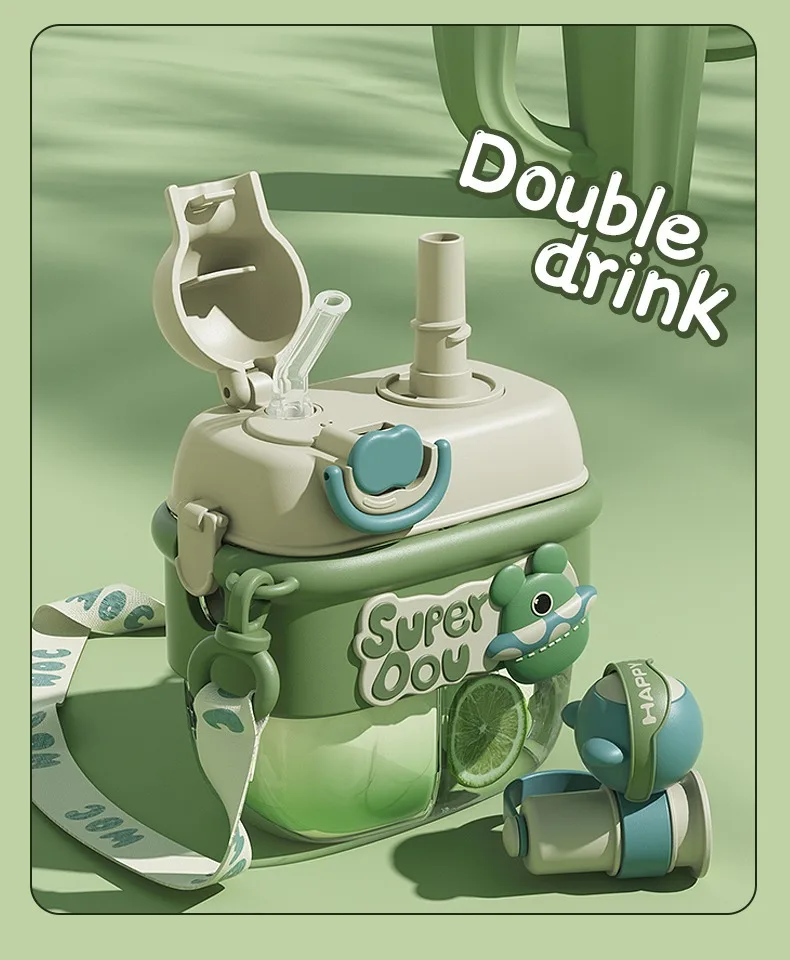 Doll Magic Double Fight Cup With Straw One-Click Press Ptcg Material Safe To Drink Cute Style - 500Ml