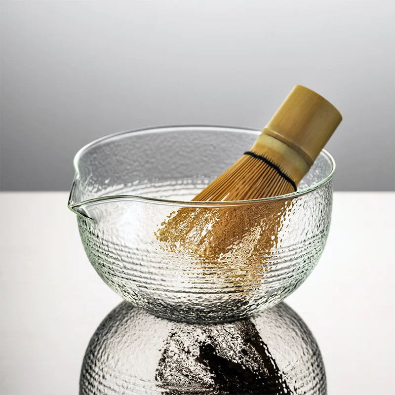 1/2pcs/Set Matcha Whisk Set Clear Glass Japanese Tea Set Reusable Matcha Making Kit 500ml Bowl for Tea Lovers