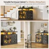 LED Farmhouse Sideboard Buffet Cabinet with Storage, Wood Coffee Bar Station Table w/Charging Station, Large Kitchen Stora 4