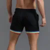 Polyester Shorts Men Summer Solid Color Rainbow Pants Pocket Drawstring Loose Casual Sports Running Glitter Foam Star 5