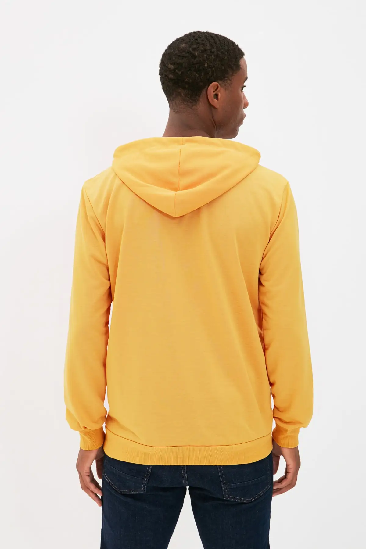 Mens Regular Fit Hood Sweatshirt Men Hooded Long Sleeve Printed Hoodies Sweatshirts for Man in yellow