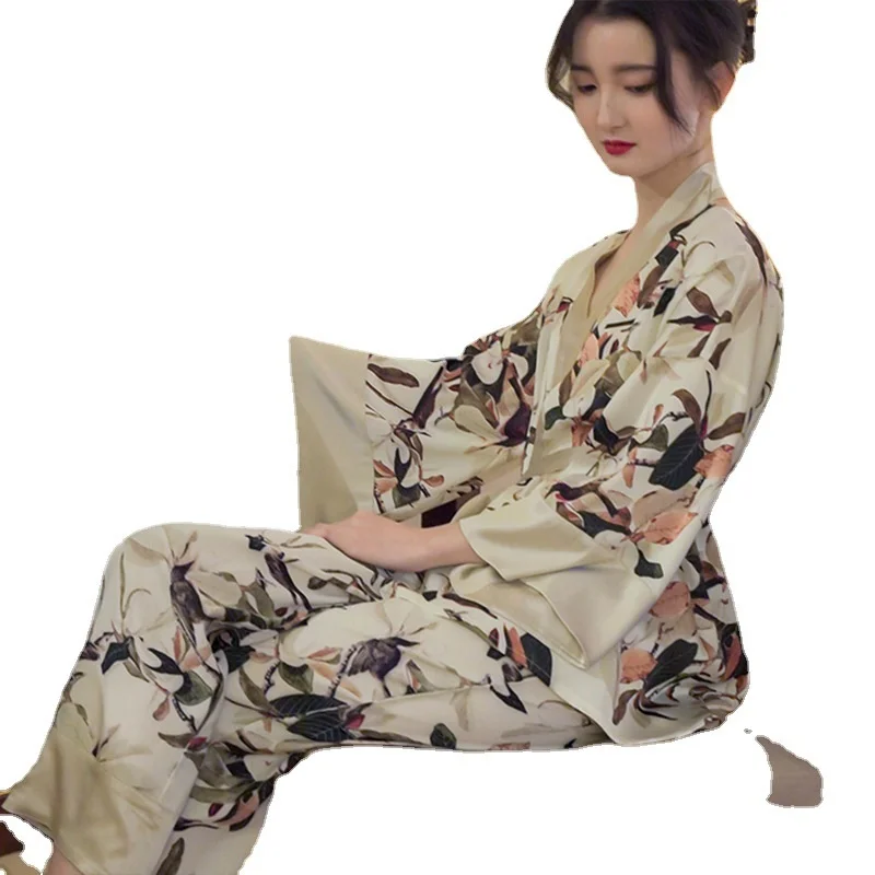 Summer New Luxury Home Long Sleeved Pants Internet Celebrity Temperament Style Japanese Pyjama Sets Home Wear Women's  Pajamas