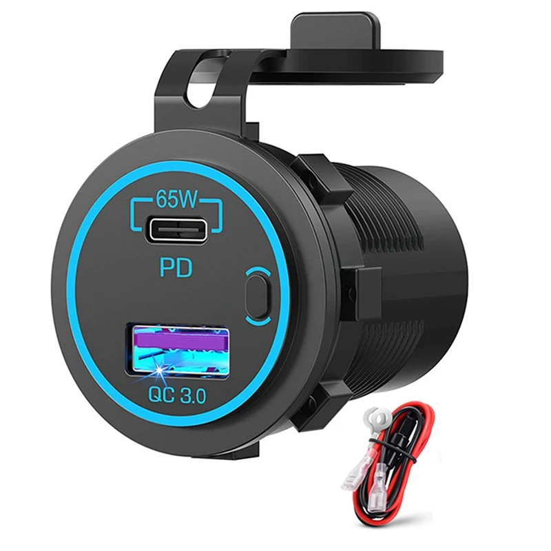 

3x65 Вт PD 12 В USB розетка для ноутбука USB C автомобильное зарядное устройство розетка с несколькими портами водонепроницаемый адаптер для автомобиля лодки грузовика
