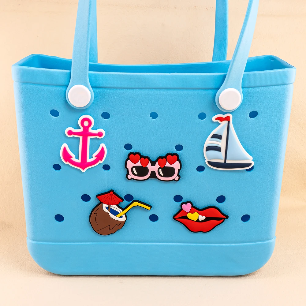 

1-5pcs PVC Casual Style Bag Charms Beach Decorative for with Hole Tote Bag Accessories Decorations Buckles for Girl Women Mom