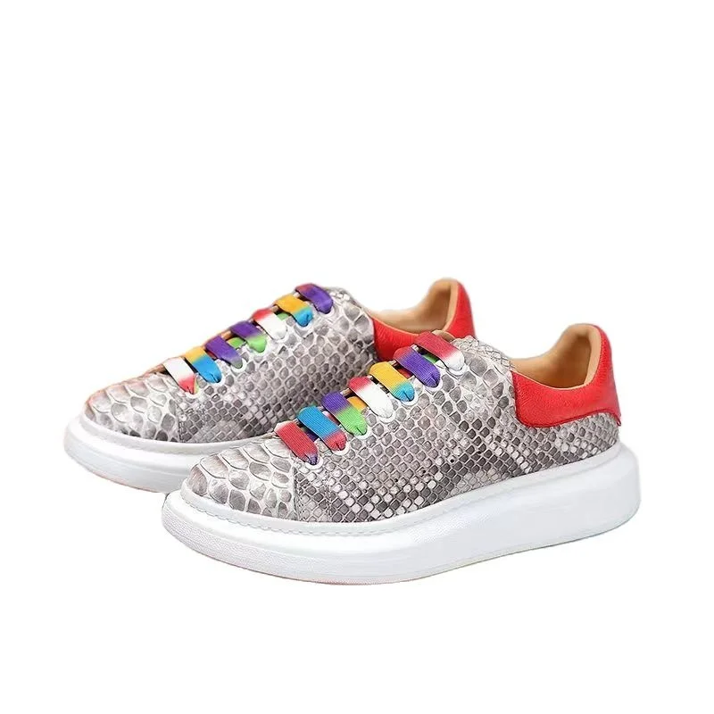 

2023 new arrival Fashion snake skin causal shoes men,male Genuine leather SNEAKERS PDD134