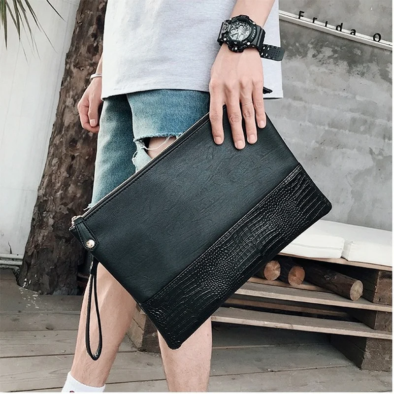 Pochette di lusso di moda per uomo borsa a busta pochette da lavoro in  pelle di alligatore pochette da uomo con cerniera con tracolla - AliExpress