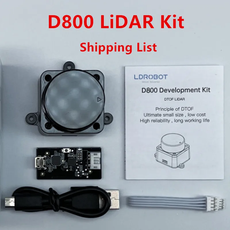 LDROBOT D800 Lidar Kit 25meters DTOF ROS Car SLAM Navigation Scanning Laser Radar Sensor Support ROS1 and ROS2 for outdoor 6