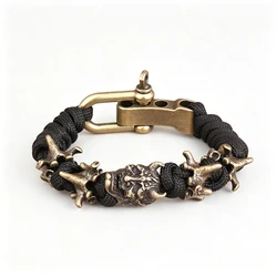 Woven Medieval Templar Knight Paracord Bracelet - Unisex Punk Outdoor Jewelry Gift (Style C)