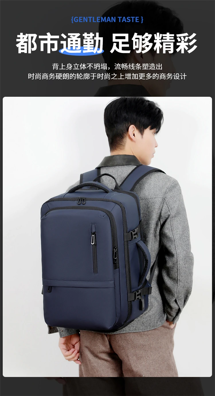 40L Business Casual Rucksack, Computertasche, Große Kapazität, Wasserabweisend, Erweiterbarer Reiserucksack mit USB-Ladeanschluss – Detail 3