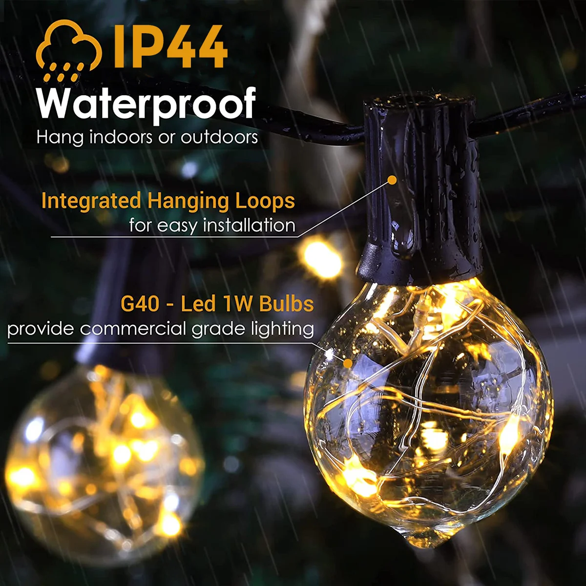 11.7M 32bulbs Outerdoor String light ,LED G40 Ball String Lights 8 mode Waterproof Outdoor Garden Garland Lights