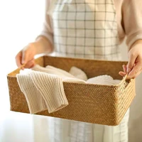 Handwoven Storage Basket Rattan Wicker Baskets Straw Weaving Organizer Sundries Storage Box Bread Picnic Basket Panier Rangement 2