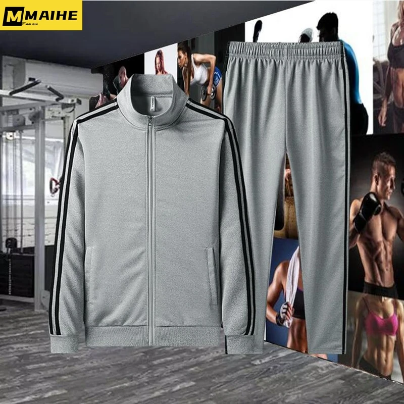 Tracksuit Men's Sets Sweat Suit Spring Autumn Casual Zip Stripe Jacket And Pants 2 Piece Set Sport Suits Men Brand Sportswear