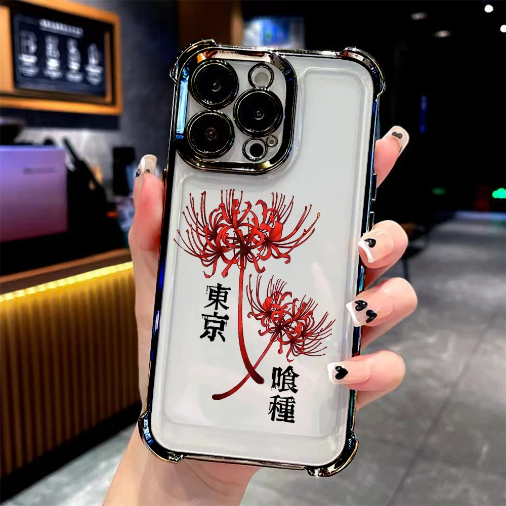 Stylish Anime Tokyo Ghoul Plating Phone Case with Anti-Fall Airbag Protection