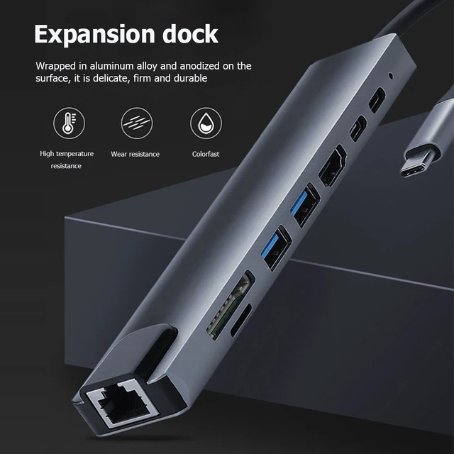 USB C Hub Type-C 3.1 to 4K HDMI-Compatible RJ45 USB SD/TF Card Reader PD  Fast Charge 8-in-1 USB Dock For MacBook Air Pro PC HUB - AliExpress