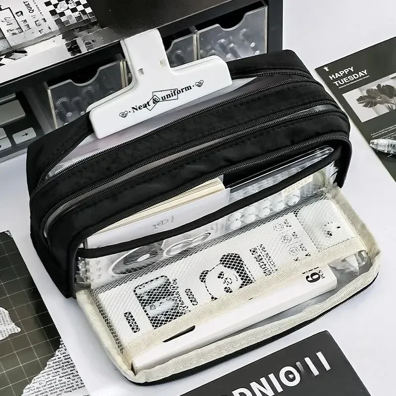 Pencil Cases 5-Layer Transparent Pencil Pouch with Large Capacity and Lightweight Design School Supplies for Girls