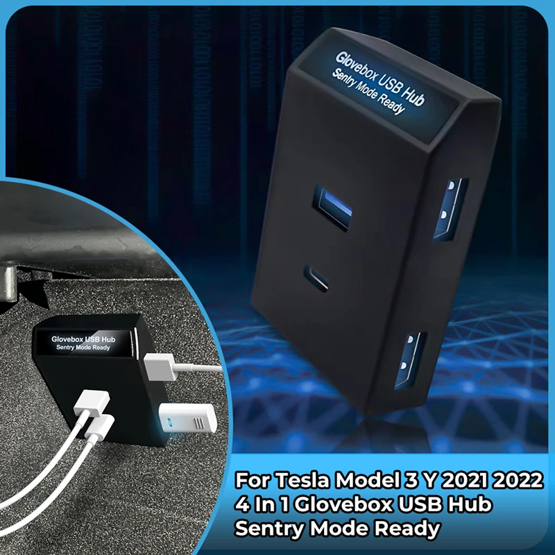 

Glove Box Docking Station For Tesla Model 3 Y Quick Charger 4 USB Shunt Hub 2.0 Adapter Powered Splitter Extension Data Transfer