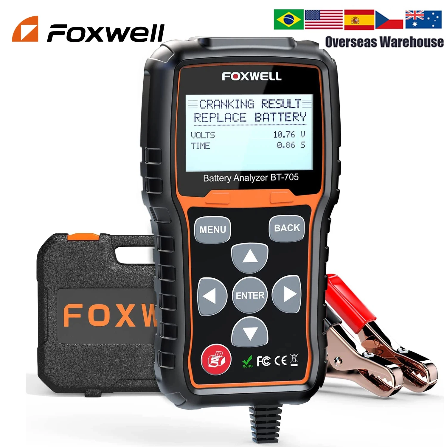 

Тестер автомобильного аккумулятора FOXWELL BT705, 12 В, 24 В, для тяжелых грузовиков, тест системы зарядки, анализатор нагрузки батареи 100-2000CCA
