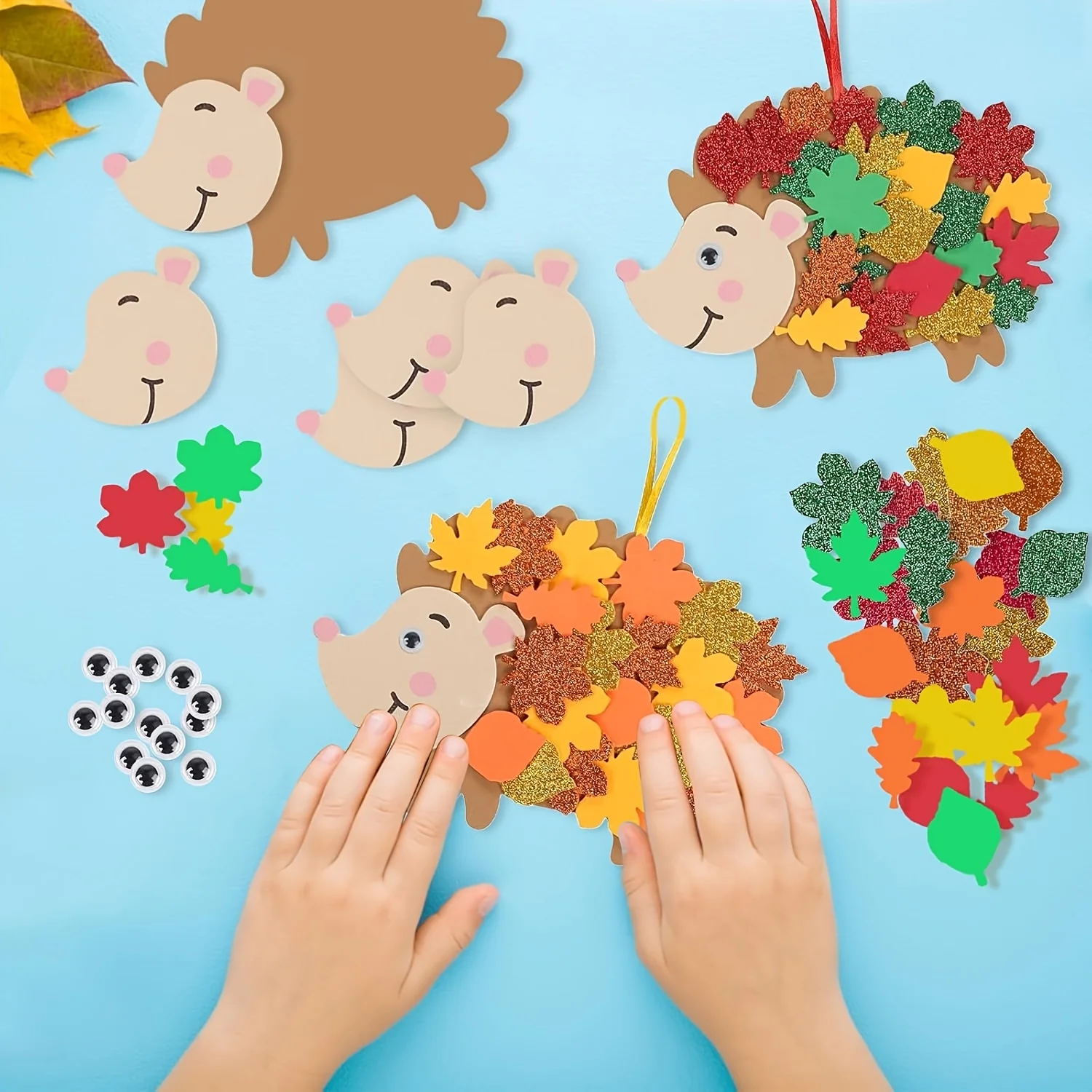 8 teile/satz Nette Filz Tier Ornamente DIY Igel Blätter Herbst Handwerk Kit Herbst HandmadeThanksgiving Dekorationen Verwendet für Party