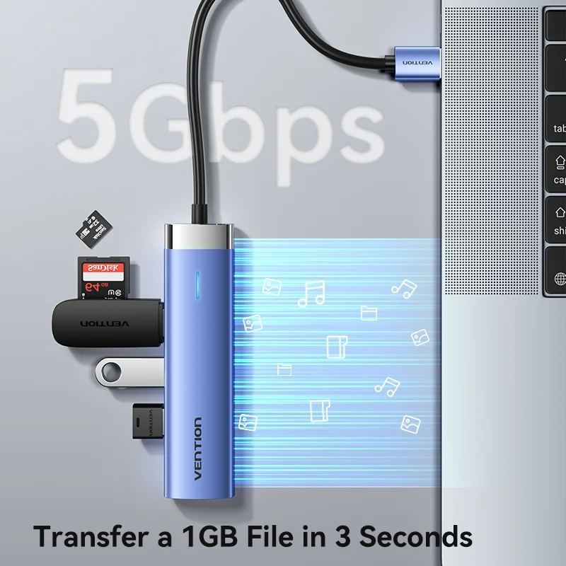 Vention-adaptador Ethernet Usb 1000mbps Hub Usb3.0 Lan Rj45 para Macbook Windows Laptop pc Xiaomi mi tv Box Usb-c Hub Placa de Rede - Imagem 4