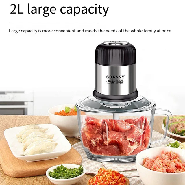 Food Processor, Electric Food Chopper with 2 Glass Bowls , 800W Copper  Motor, for Meat, Vegetables, and