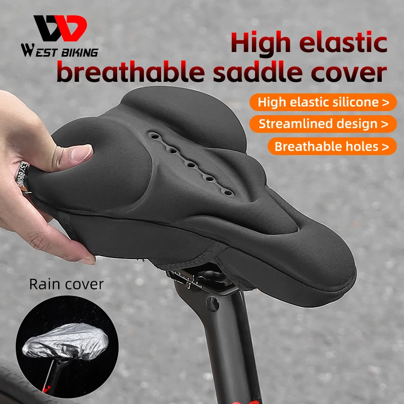 

WEST BIKING Bicycle Saddle Cover 3D Soft comfortable Cycling Seat MTB Bike Thicken Sponge Pad Outdoor Cushion Bike Accessories